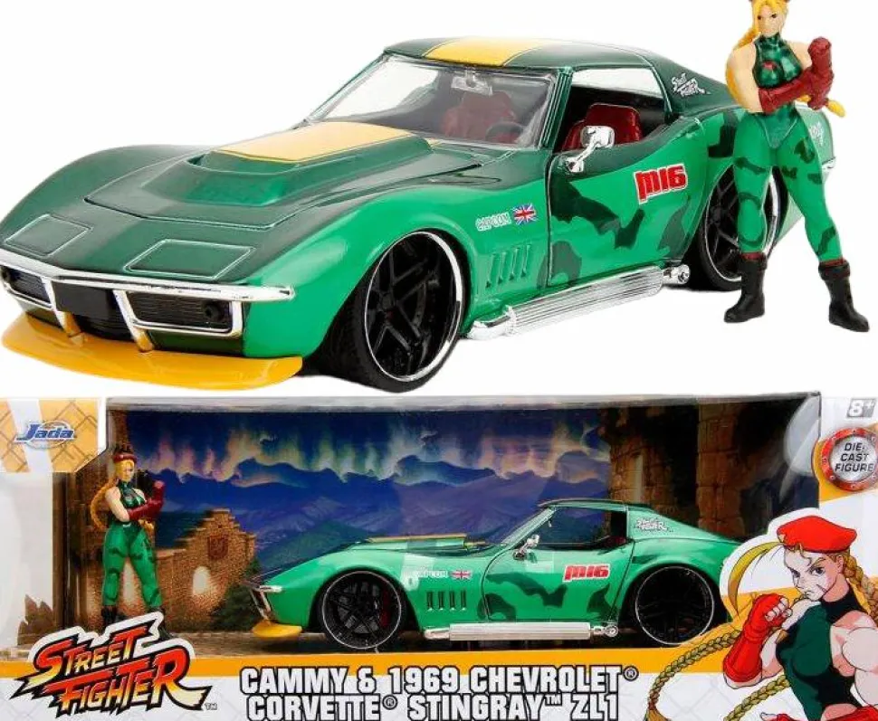 Street Fighter - Cammy & 1969 Chevrolet Corvette Stingray ZL1 Anime Hollywood Rides 1/24th Scale Die-Cast Vehicle Replica