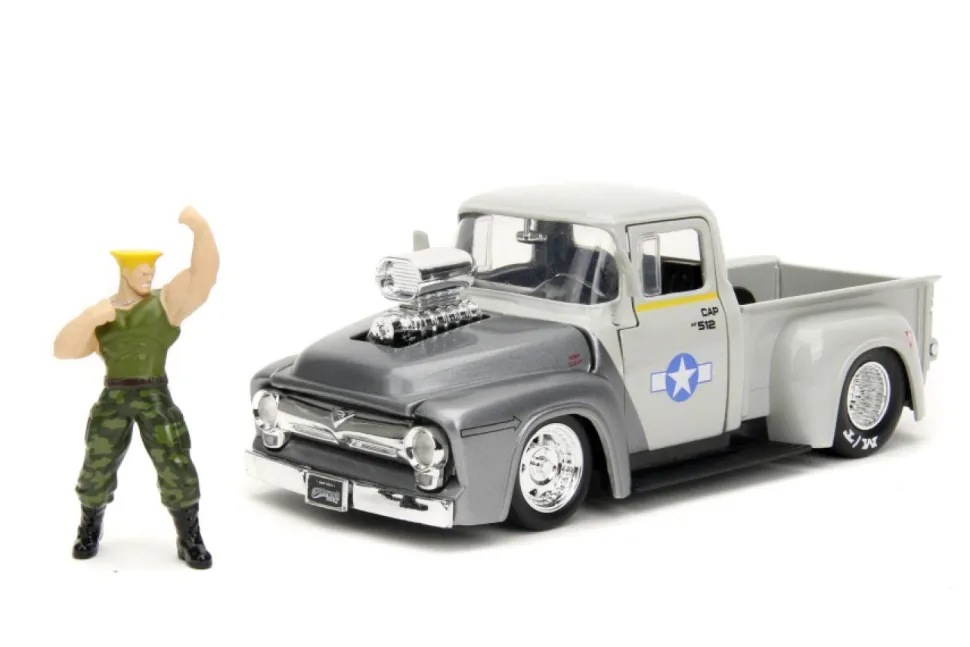 Street Fighter - Guile & 1856 Ford F-100 Anime Hollywood Rides 1/24th Scale Die-Cast Vehicle Replica