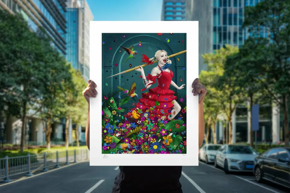 Suicide Squad - Harley Quinn: Red Flags Fine Art Print by Kevin McGivern