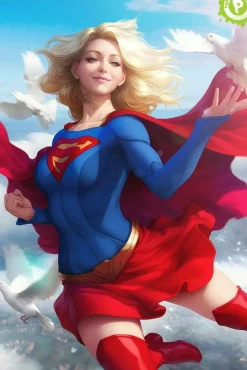 Superman - Supergirl Premium Art Print by Stanley ‘Artgerm’ Lau