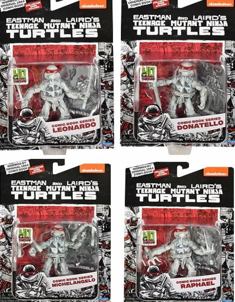 Teenage Mutant Ninja Turtles (1984) - Original Comic Book Series Black & White Turtles 40th Anniversary 4" Action Figure 4-Pack