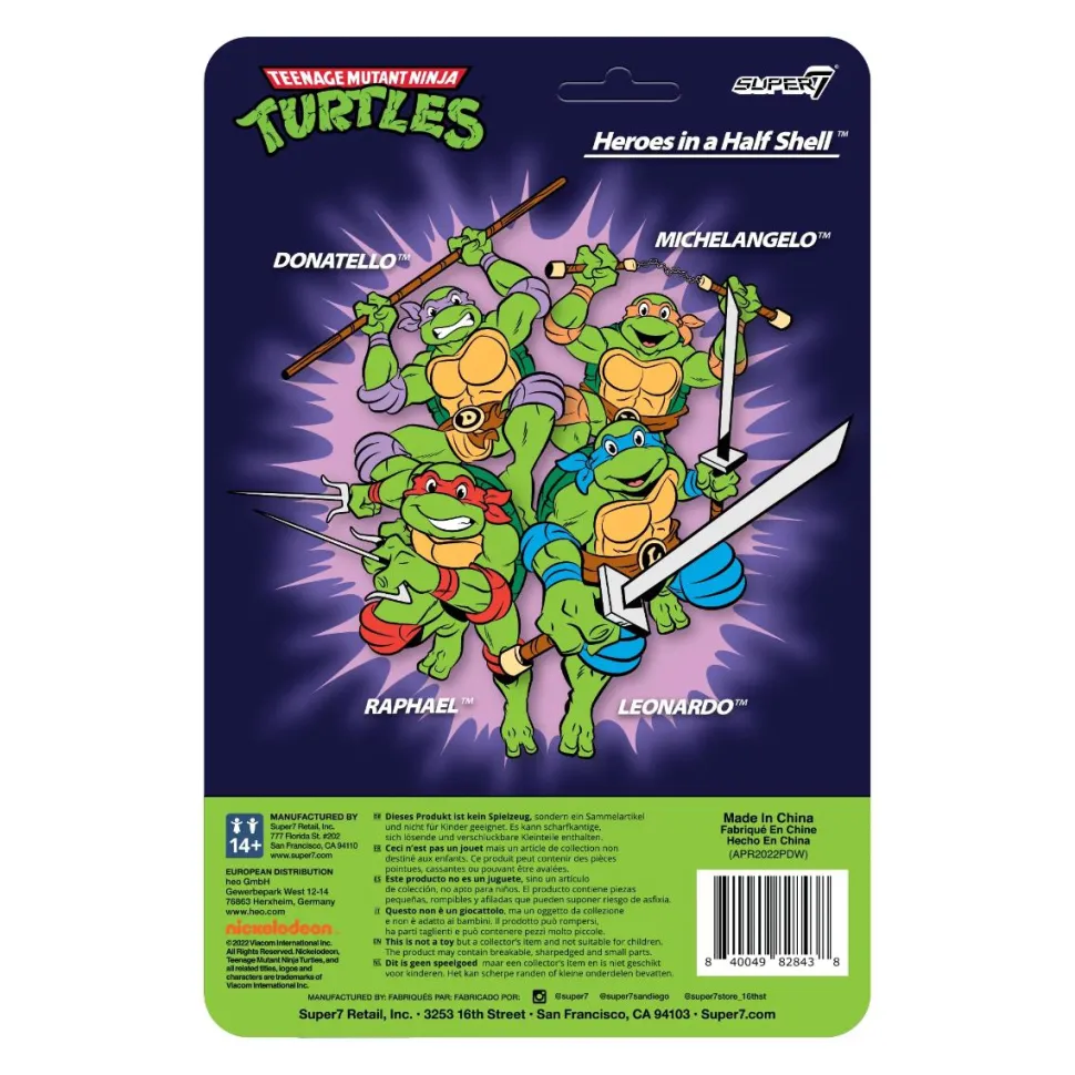 Teenage Mutant Ninja Turtles (1987) - Leonardo (Toon) ReAction 3.75" Action Figure