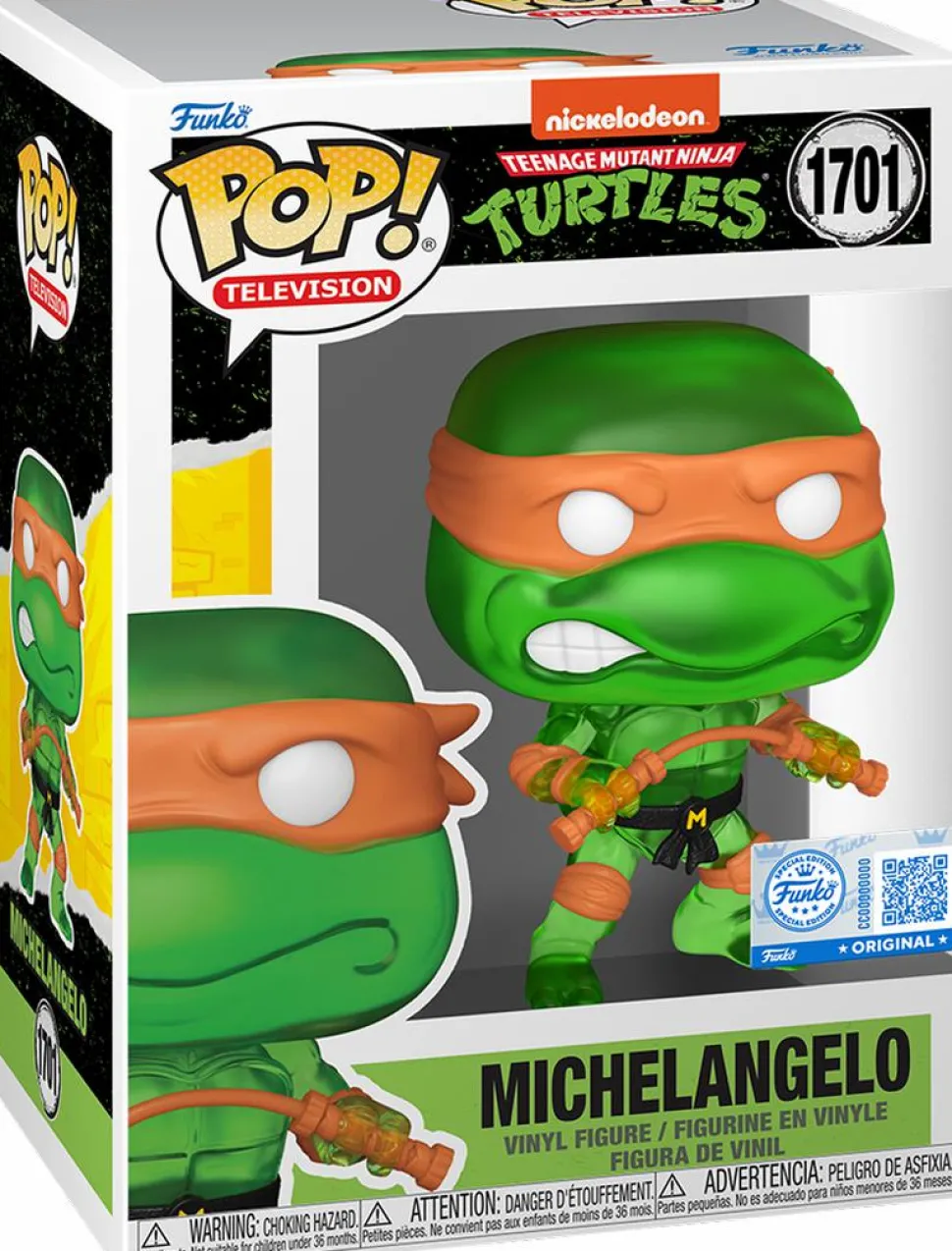 Teenage Mutant Ninja Turtles - Michelangelo (Translucent Green) Pop! Vinyl Figure in Acrylic Pop! Protector (Popcultcha Exclusive)