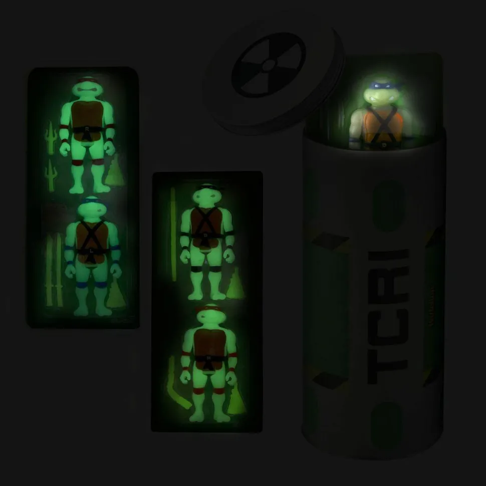 Teenage Mutant Ninja Turtles (1987) - Mutagen Ooze Canister Glow-in-the-Dark ReAction 3.75” Action Figure 4-Pack (2020 SDCC Exclusive)