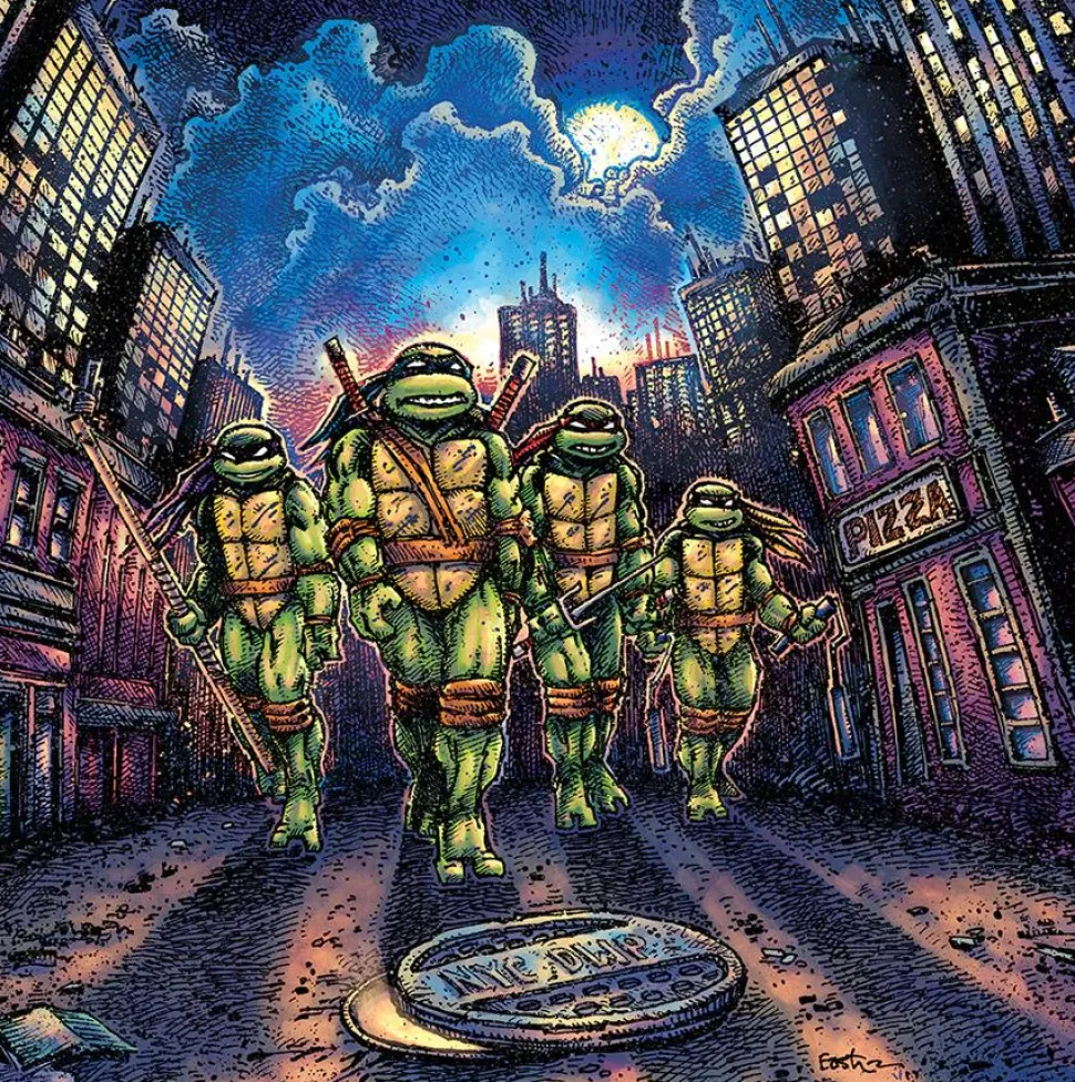 Teenage Mutant Ninja Turtles (1990) - Original Motion Picture Score by John DuPrez 2xLP Vinyl Record (Ninja Turtle Green & Shredder Purple Swirl Coloured Vinyl)
