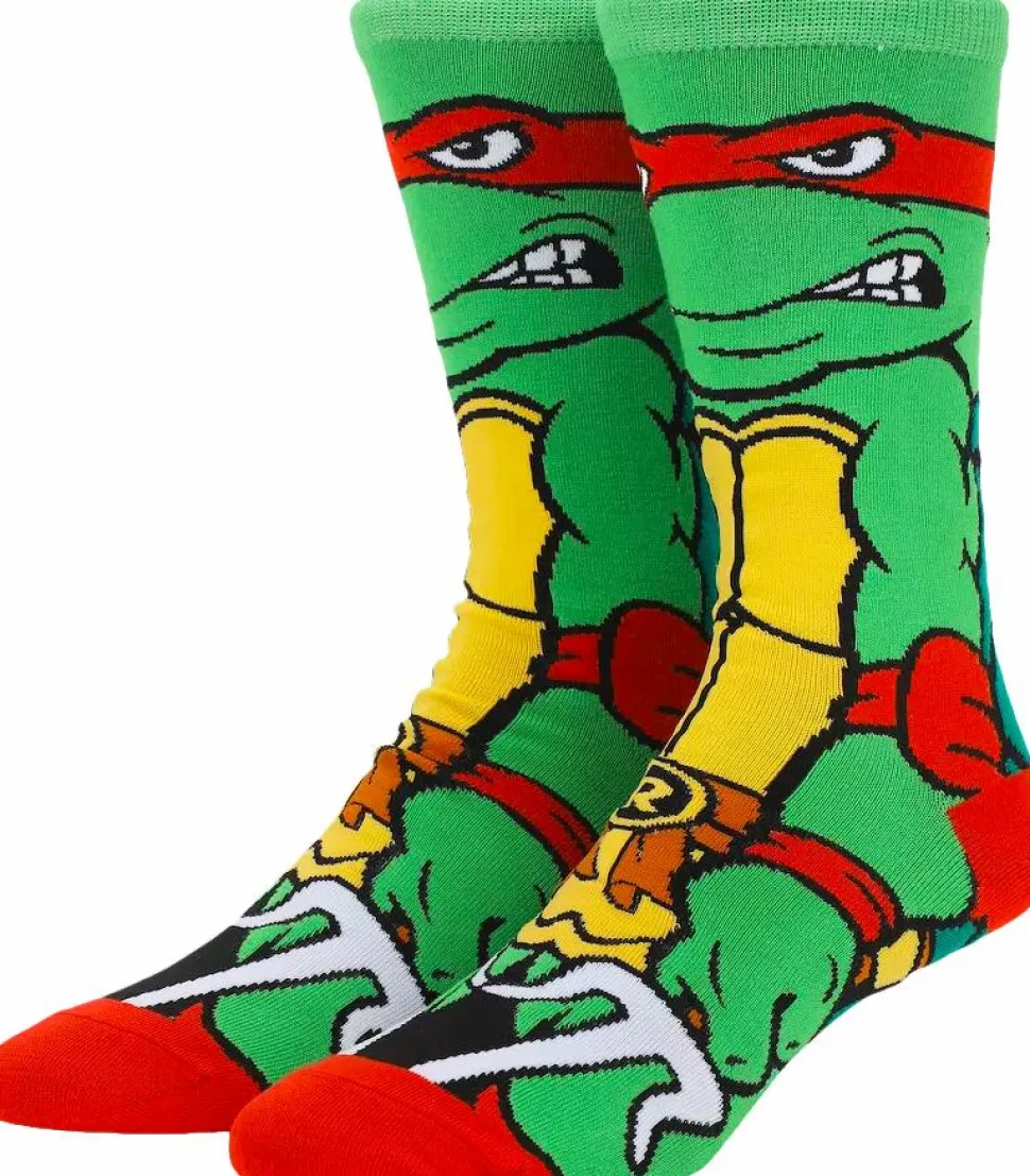 Teenage Mutant Ninja Turtles (1987) - Raphael Animigos 360 Character Crew Socks (US Men's 8-12)