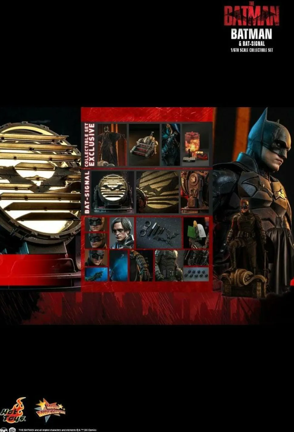 The Batman (2022) - Batman & Bat-Signal 1/6th Scale Hot Toys Action Figure Set