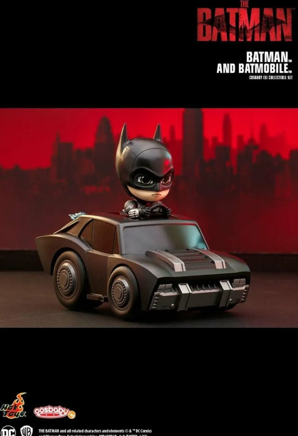 The Batman (2022) - Batman and Batmobile Cosbaby (S) Hot Toys Figure Set