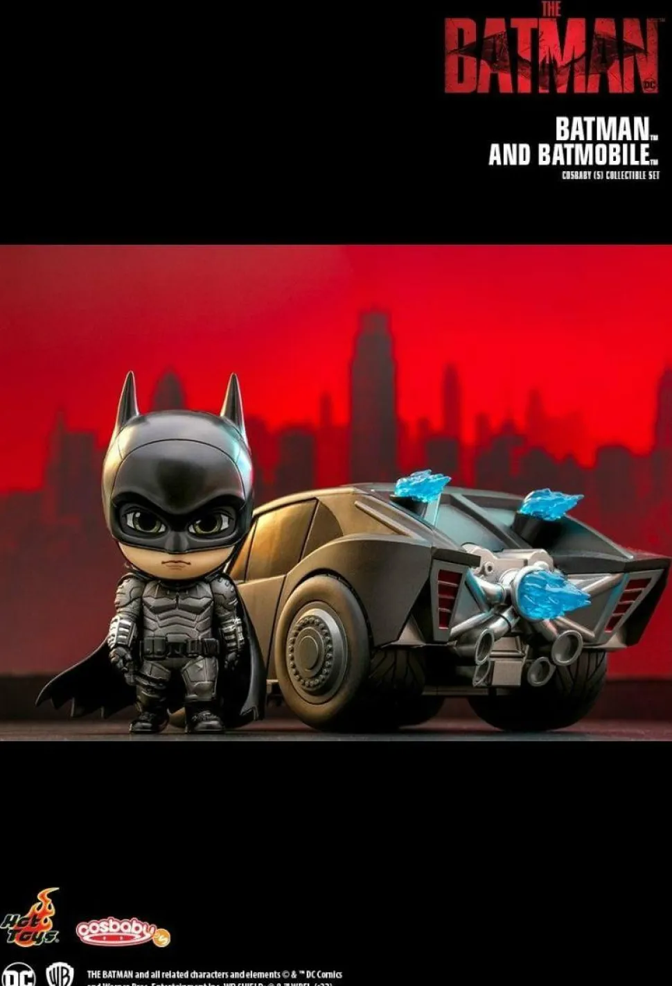 The Batman (2022) - Batman and Batmobile Cosbaby (S) Hot Toys Figure Set