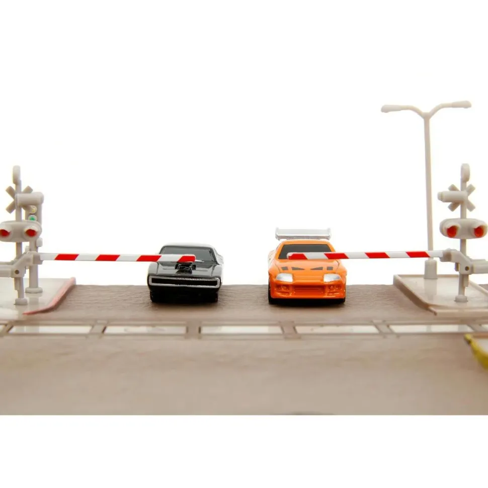 The Fast and the Furious - Final Race (Train Scene) Nano Scene 1.65" Scale Die-Cast Vehicle Diorama Playset