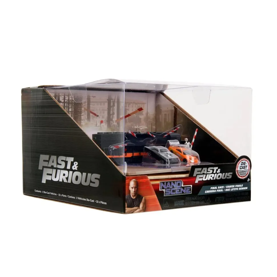 The Fast and the Furious - Final Race (Train Scene) Nano Scene 1.65" Scale Die-Cast Vehicle Diorama Playset