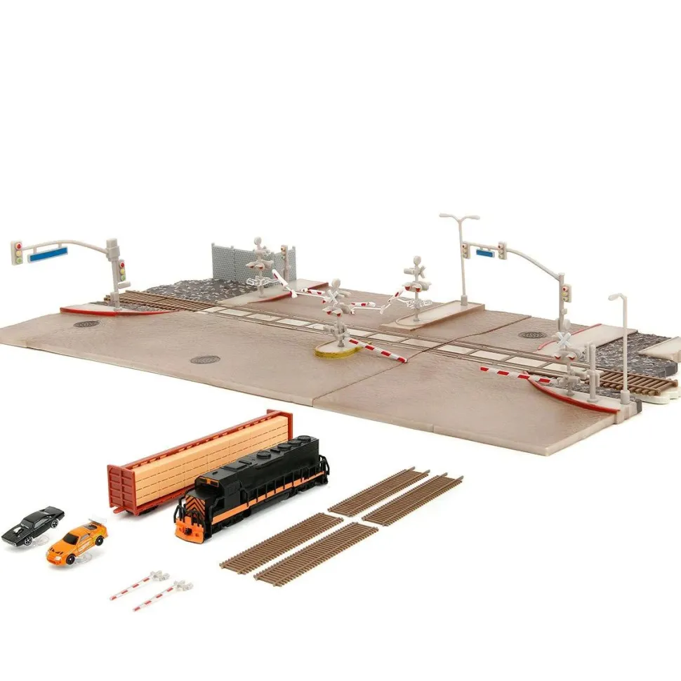 The Fast and the Furious - Final Race (Train Scene) Nano Scene 1.65" Scale Die-Cast Vehicle Diorama Playset