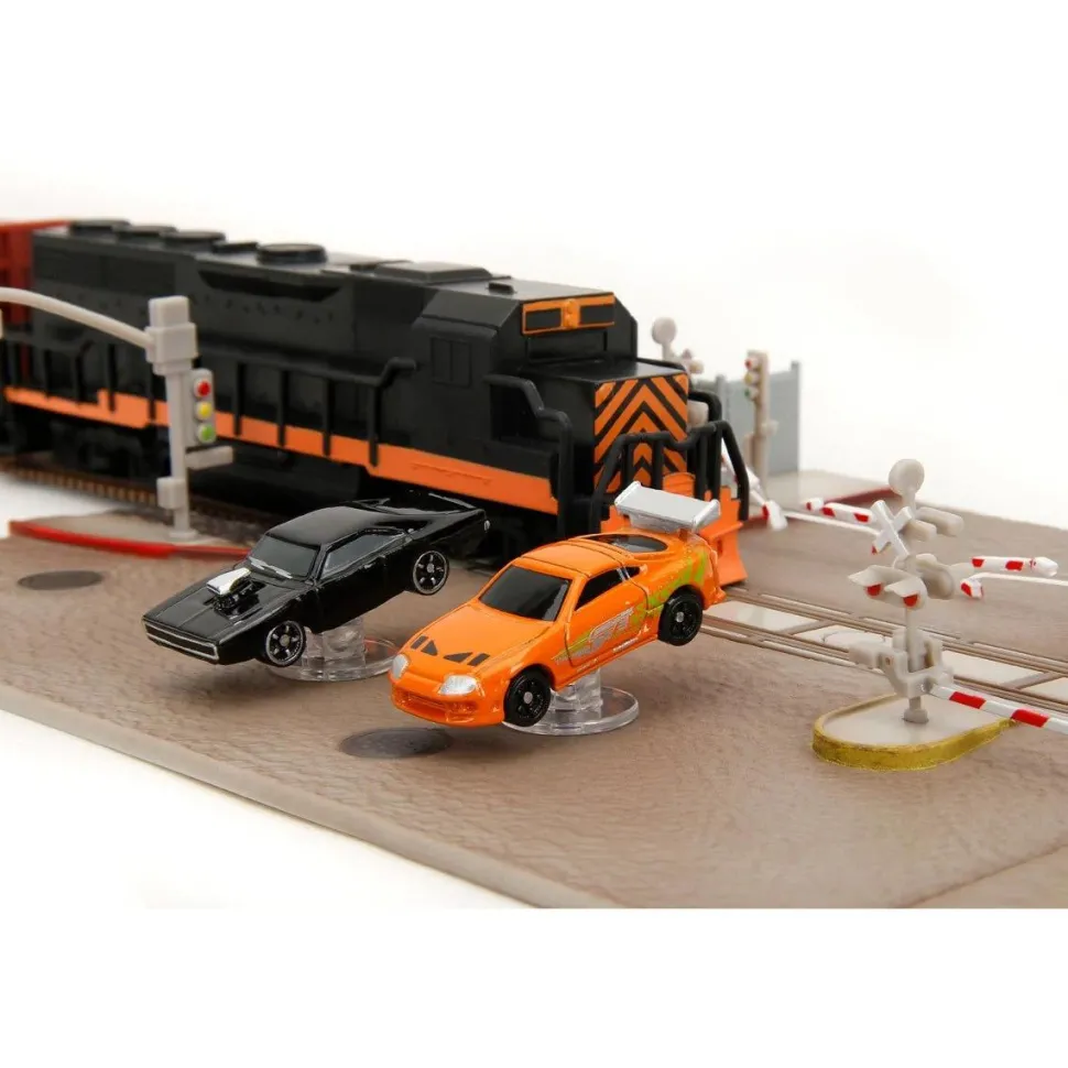 The Fast and the Furious - Final Race (Train Scene) Nano Scene 1.65" Scale Die-Cast Vehicle Diorama Playset