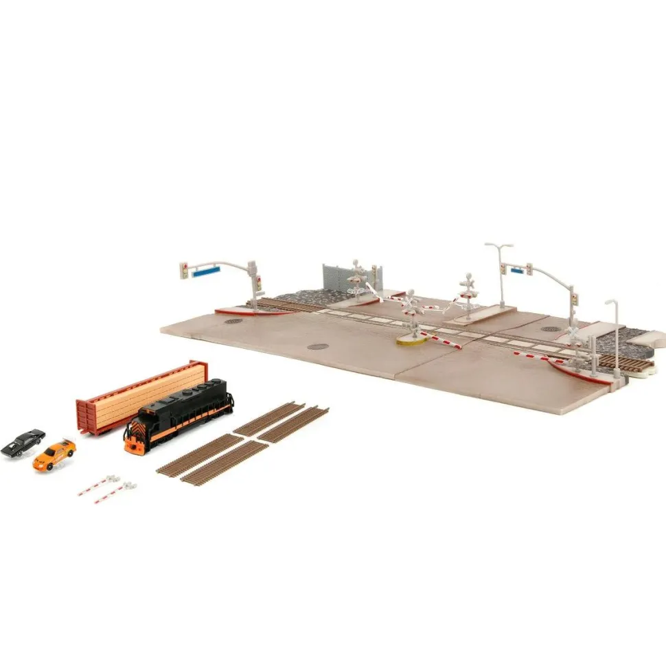 The Fast and the Furious - Final Race (Train Scene) Nano Scene 1.65" Scale Die-Cast Vehicle Diorama Playset