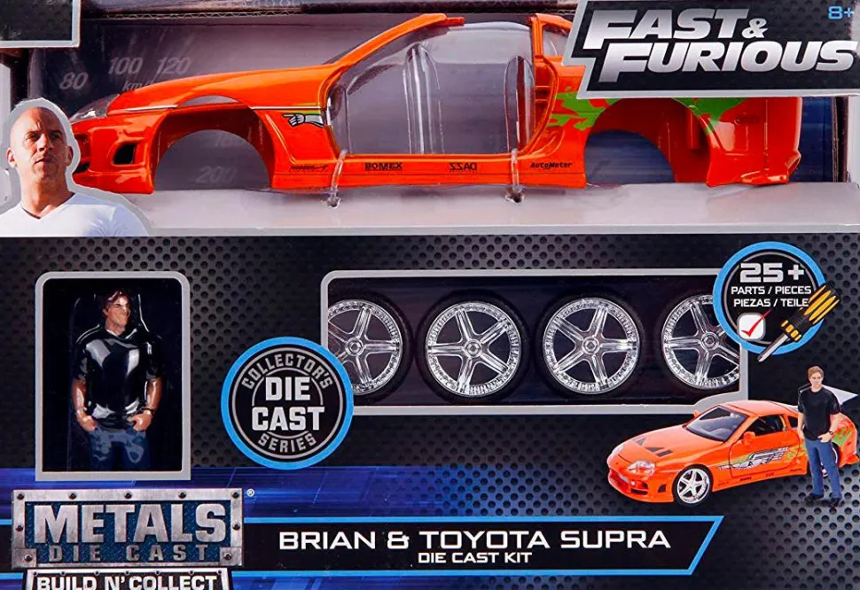 The Fast and the Furious - 1994 Toyota Supra MK IV with Brian Metals 1/24th Scale Die-Cast Vehicle Replica Model Kit