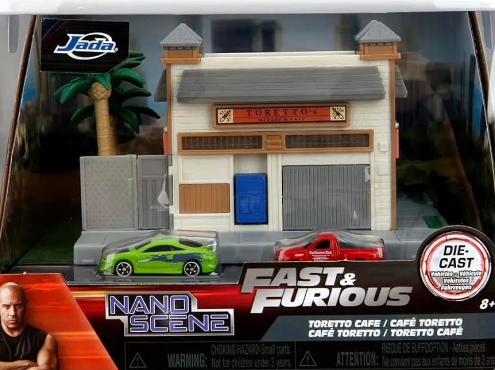 The Fast and the Furious - Toretto's Cafe NanoScene 1.5” Scale Die-Cast Vehicle Diorama Playset