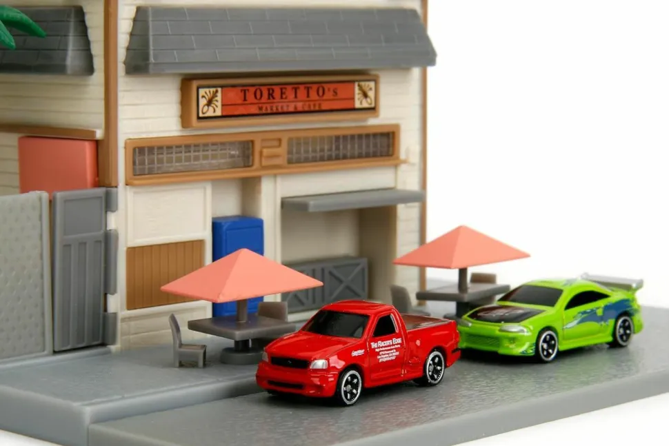 The Fast and the Furious - Toretto's Cafe NanoScene 1.5” Scale Die-Cast Vehicle Diorama Playset