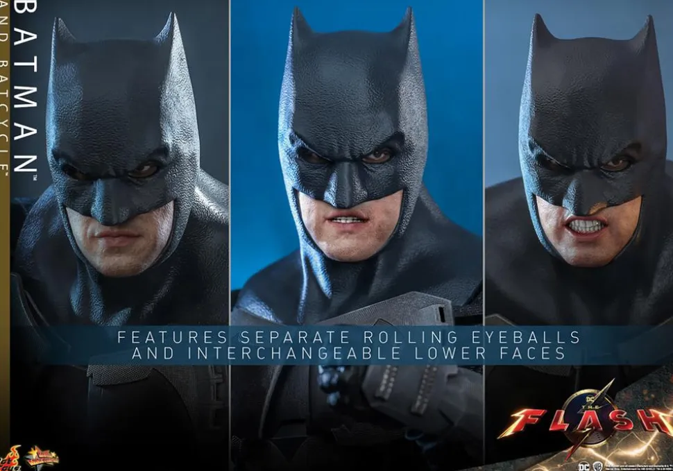 The Flash - Batman & Batcycle 1/6th Scale Hot Toys Action Figure (Set of 2)
