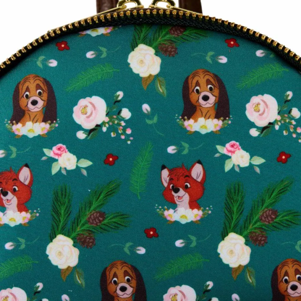 The Fox and the Hound (1981) - Forest Floral 10" Faux Leather Mini Backpack