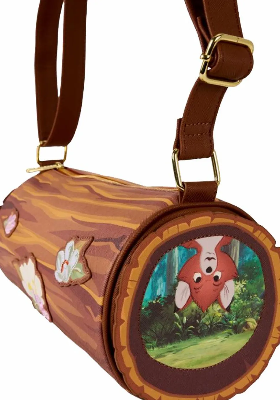 The Fox and the Hound (1981) - Forest Floral Log 5" Faux Leather Crossbody Bag