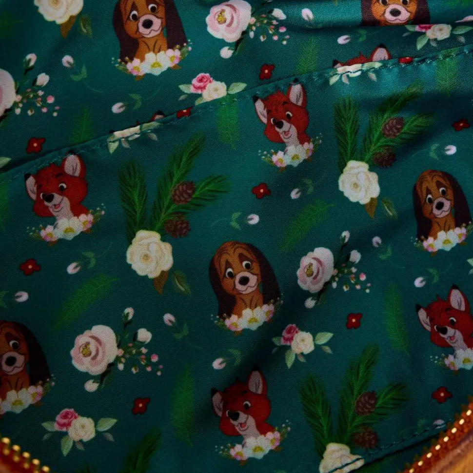 The Fox and the Hound (1981) - Forest Floral Log 5" Faux Leather Crossbody Bag