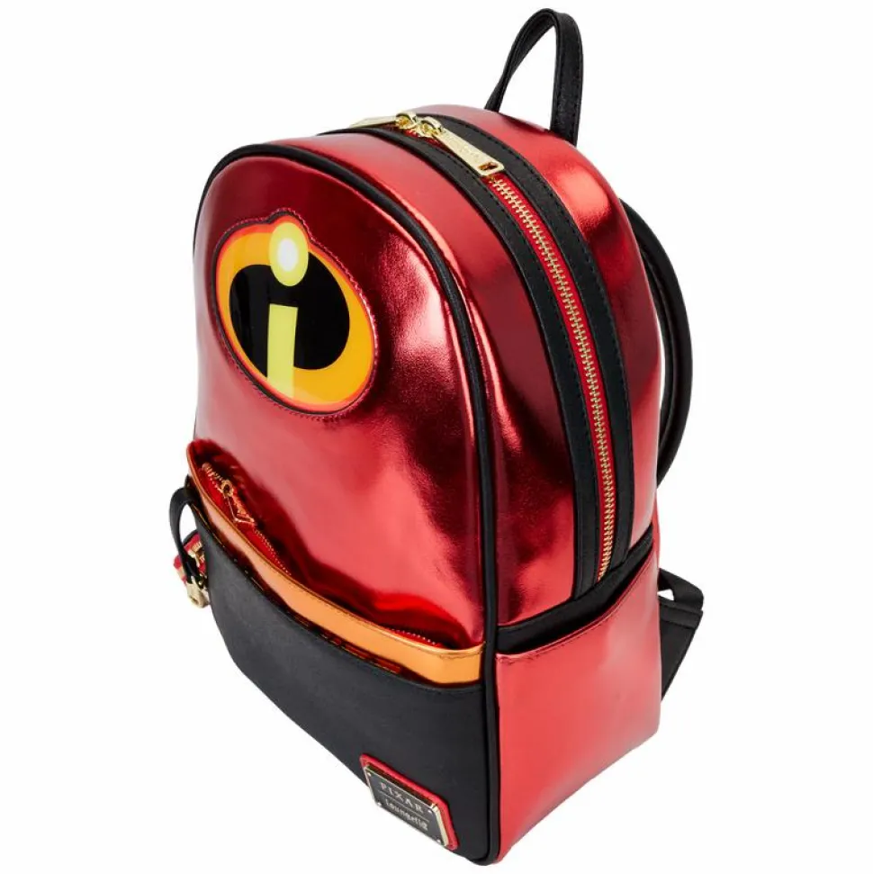 The Incredibles - 20th Anniversary Cosplay Metallic Light Up 12" Faux Leather Mini Backpack with Coin Purse