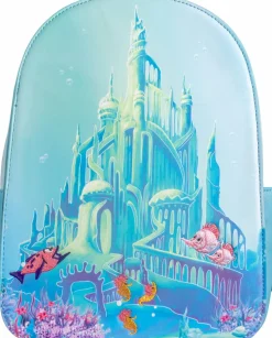 The Little Mermaid (1989) - Castle Snap Flap 12” Faux Leather Mini Backpack