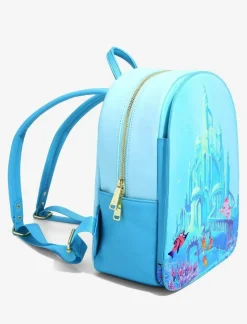 The Little Mermaid (1989) - Castle Snap Flap 12” Faux Leather Mini Backpack