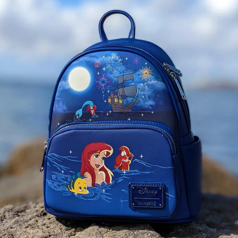 The Little Mermaid (1989) - Fireworks Light Up & Glow in the Dark 10” Faux Leather Mini Backpack (Int Sales Only)
