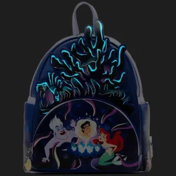 The Little Mermaid (1989) - Ursula Lair Glow in the Dark 10” Faux Leather Mini Backpack