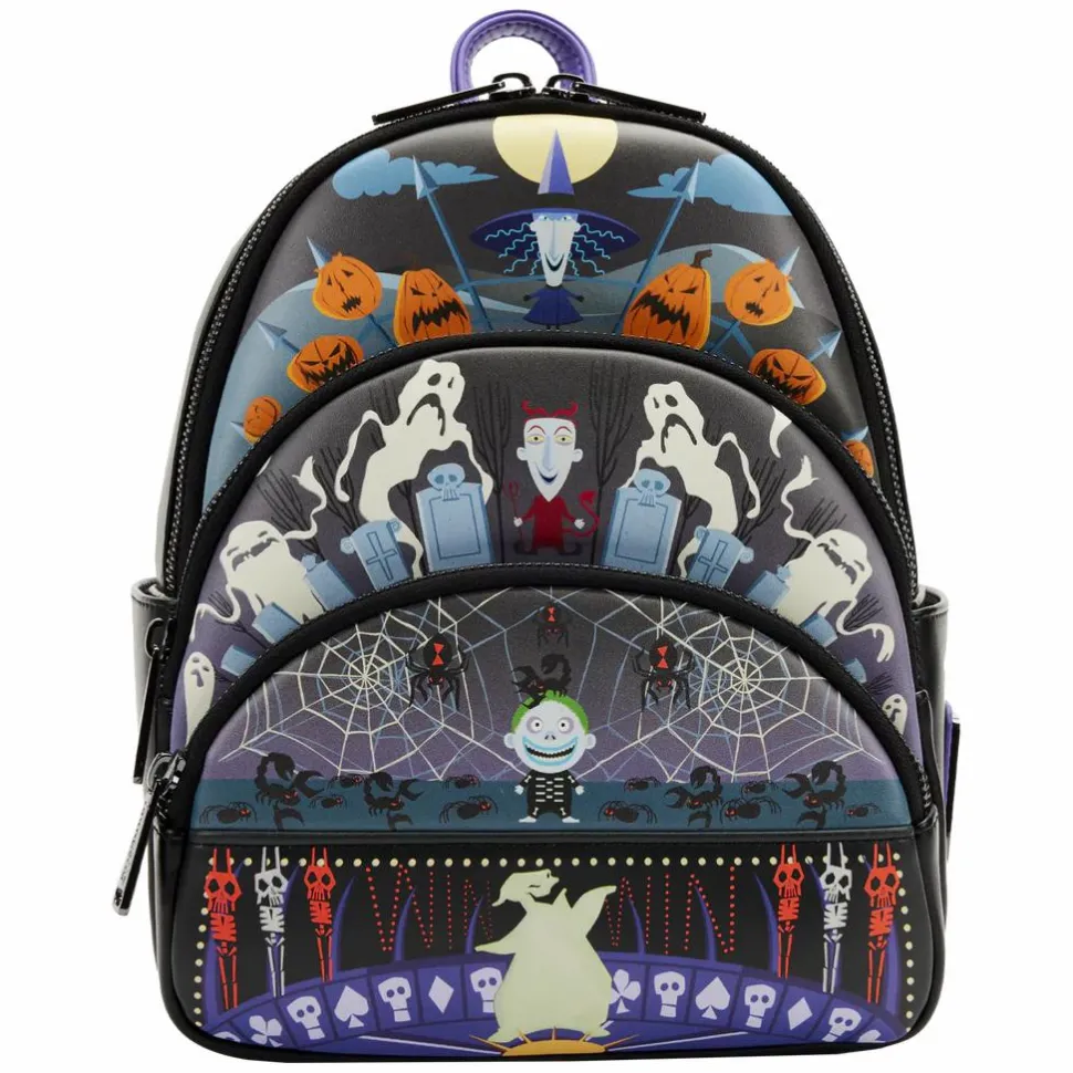 The Nightmare Before Christmas - Lock, Shock, Barrel & Oogie Boogie Glow in the Dark 10” Faux Leather Mini Backpack