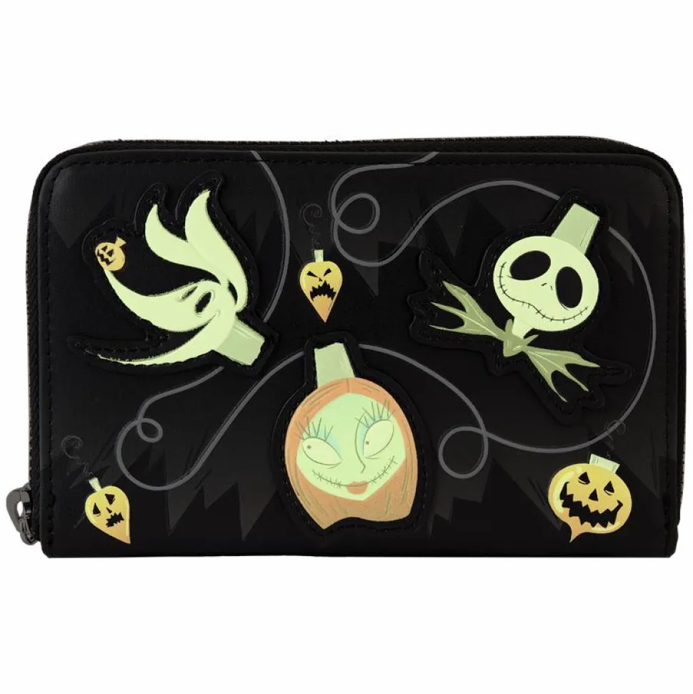 The Nightmare Before Christmas - Tree String Lights Glow in the Dark 4" Faux Leather Zip-Around Wallet