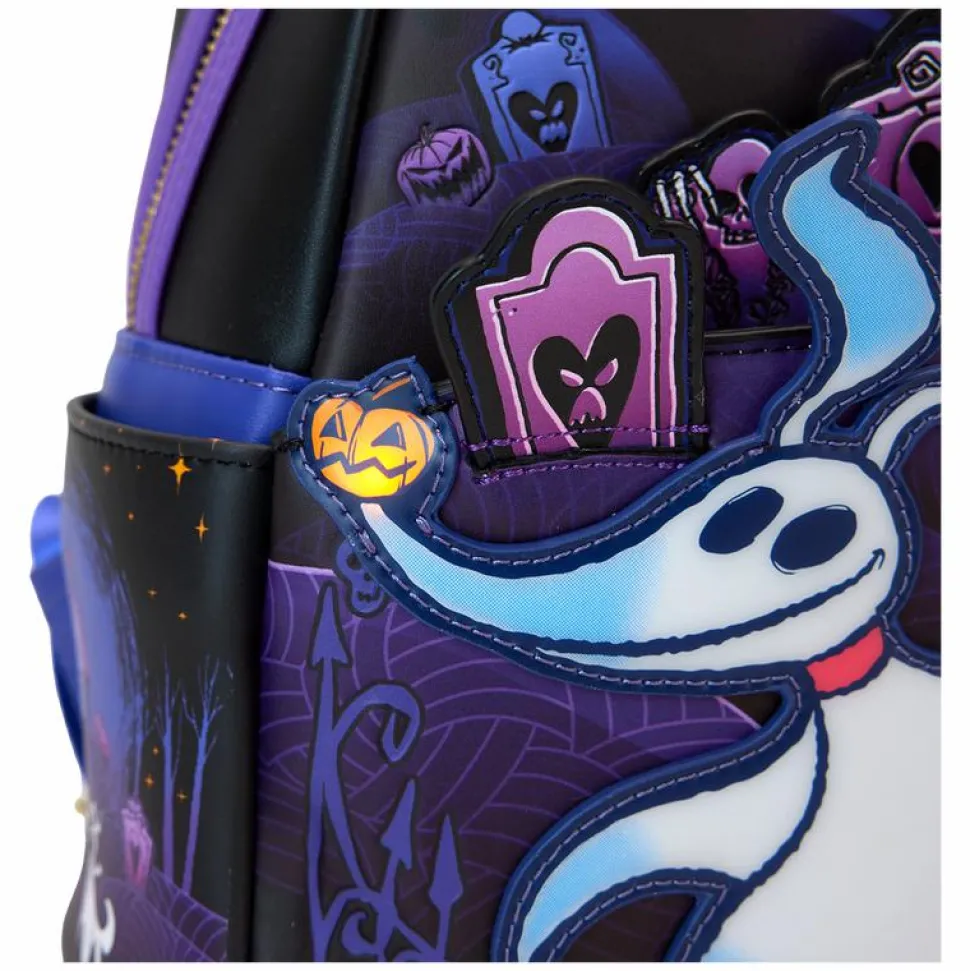 The Nightmare Before Christmas - Zero Graveyard Light Up 10" Faux Leather Mini Backpack