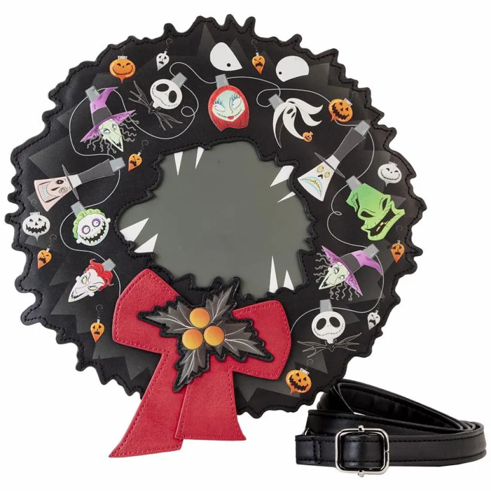 The Nightmare Before Christmas - Wreath String Lights Glow in the Dark 9" Faux Leather Crossbody Bag