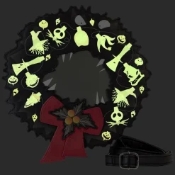 The Nightmare Before Christmas - Wreath String Lights Glow in the Dark 9" Faux Leather Crossbody Bag