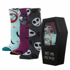 The Nightmare Before Christmas - Crew Socks in Coffin Box 3-Pack (One Size)