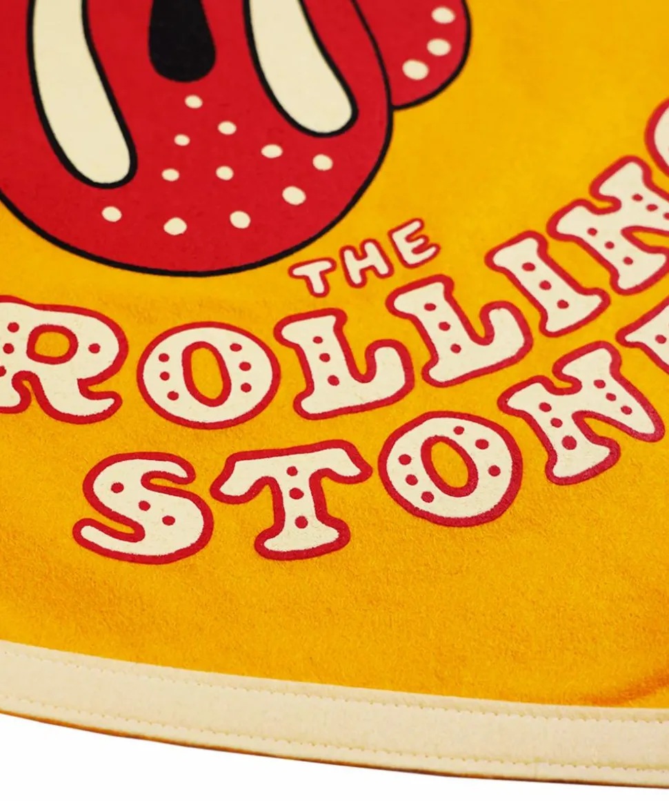 The Rolling Stones - Tongue and Lips Gold Wool Felt Camp Flag (18" x 24")
