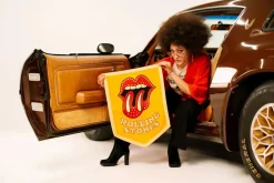 The Rolling Stones - Tongue and Lips Gold Wool Felt Camp Flag (18
