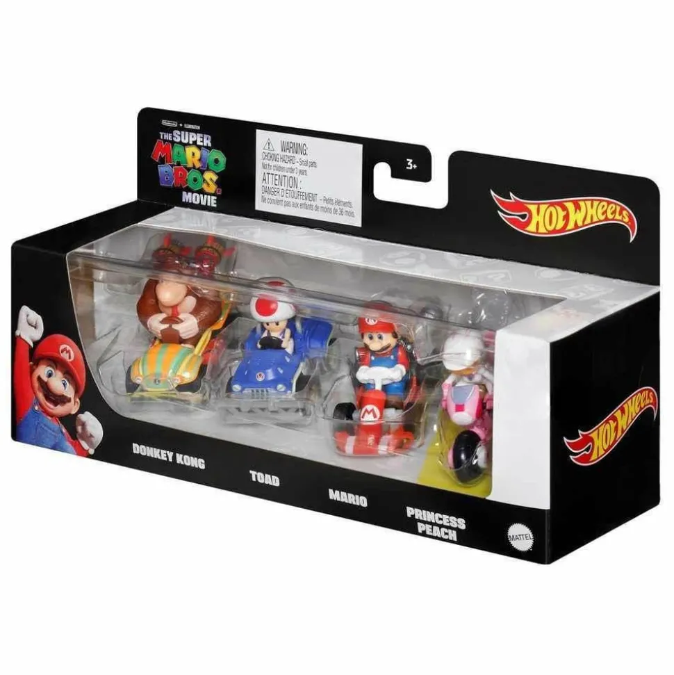 The Super Mario Bros. Movie (2023) - Donkey Kong, Toad, Mario & Princess Peach Hot Wheels 1/64th Scale Die-Cast Vehicle Replica