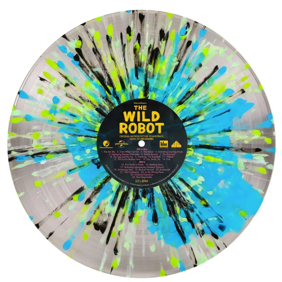 The Wild Robot (2024) - Original Motion Picture Soundtrack Music by Kris Bowers 2xLP Vinyl Record (Crystal Clear with Blue Orb & Green, Mint, Blue, and Black Splatter Coloured Vinyl)