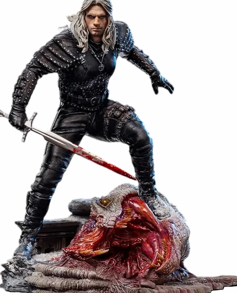 The Witcher - Geralt of Rivia over a Basilisk Head 1/10th Scale Statue