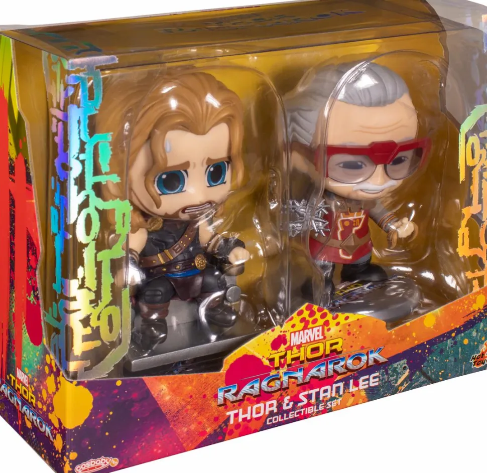 Thor 3: Ragnarok - Thor & Stan Lee Cameo Cosbaby (S) Hot Toys Figure 2-Pack