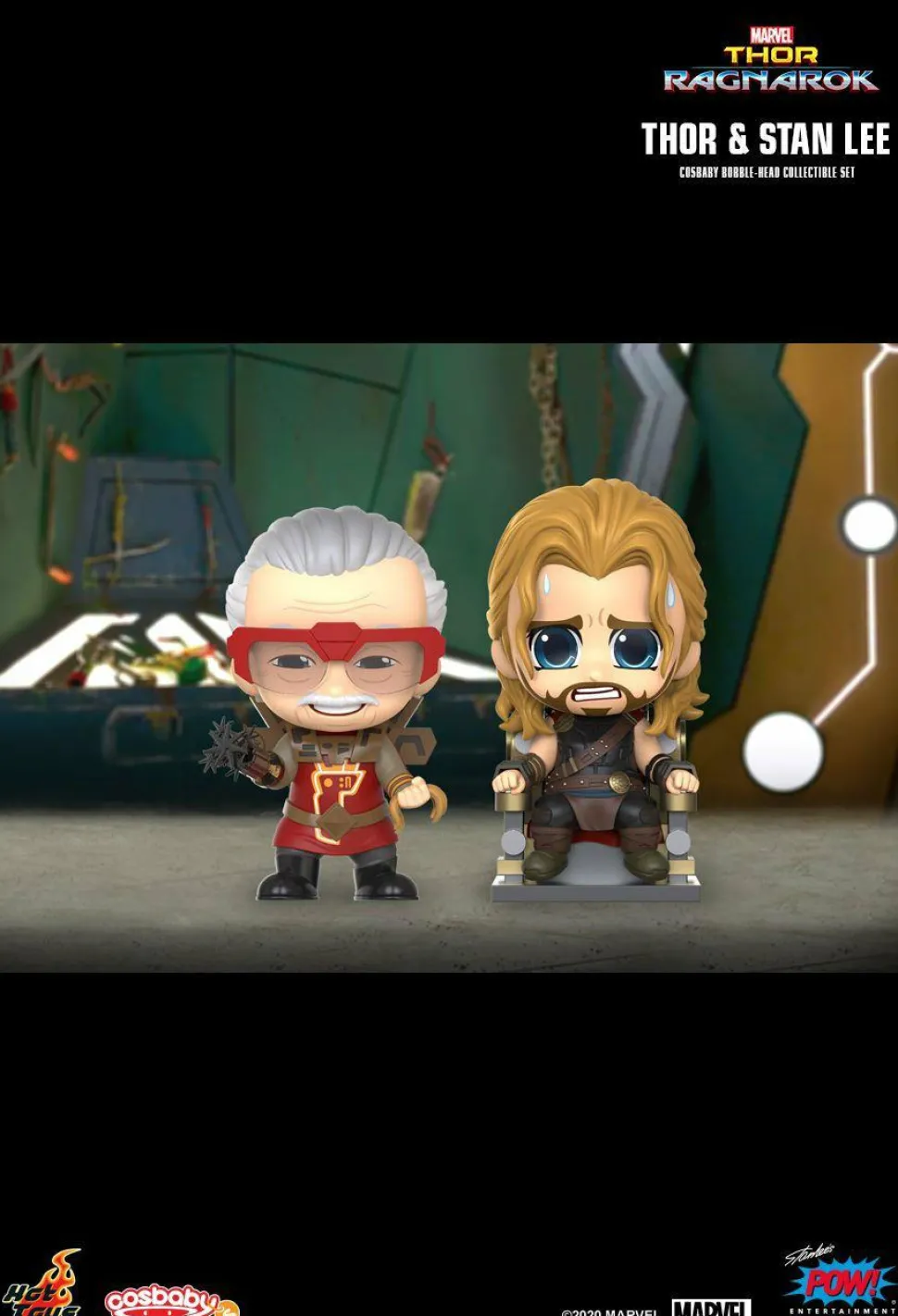 Thor 3: Ragnarok - Thor & Stan Lee Cameo Cosbaby (S) Hot Toys Figure 2-Pack