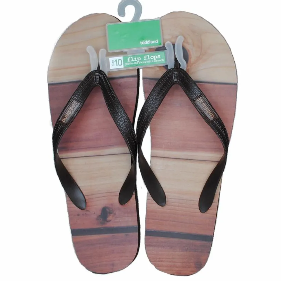 Toddland - Wood Plank Flip Flop Brown