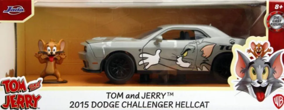 Tom and Jerry - Jerry & 2016 Dodge Challenger Hellcat Hollywood RIdes 1/24th Scale Die-Cast Vehicle Replica