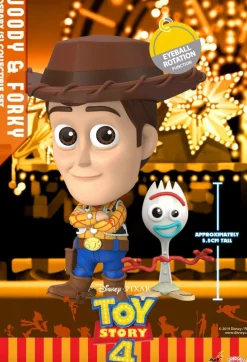 Toy Story 4 - Woody with Forky Cosbaby Hot Toys Bobble-Head Figure 2-Pack