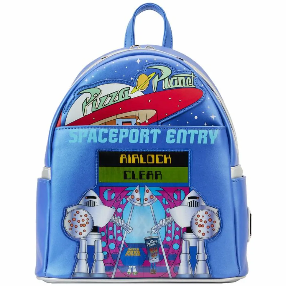 Toy Story - Pizza Planet Space Entry Lenticular Glow in the Dark 10” Faux Leather Mini Backpack