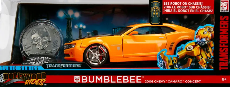 Transformers (2007) - Bumblebee 2006 Chevy Camaro Concept with Medallion Hollywood Rides 1/24th Scale Die-Cast Vehicle Replica