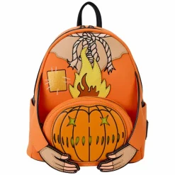 Trick 'R Treat - Flaming Pumpkin Head Sam Glow in the Dark Light Up 10" Faux Leather Mini Backpack