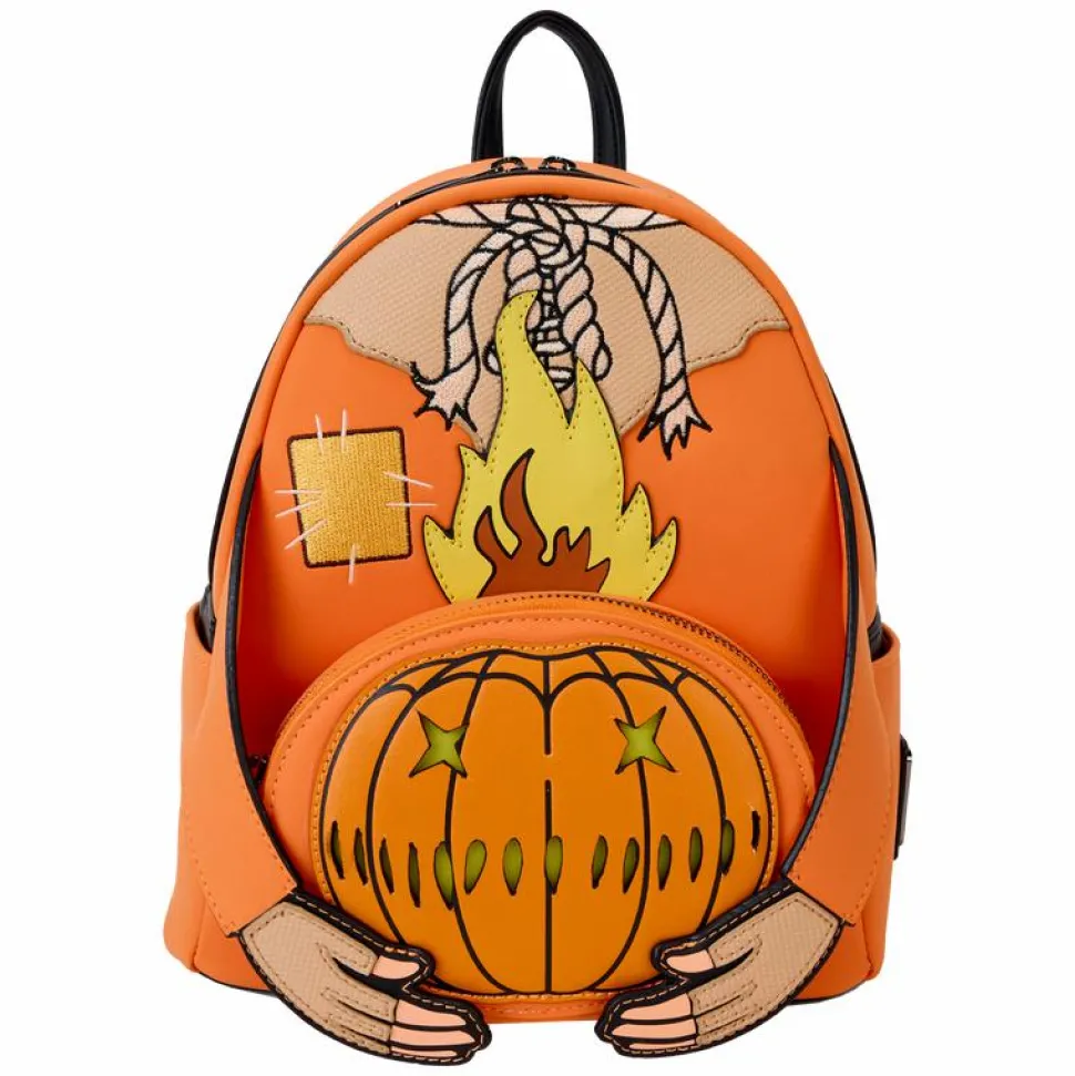 Trick 'R Treat - Flaming Pumpkin Head Sam Glow in the Dark Light Up 10" Faux Leather Mini Backpack